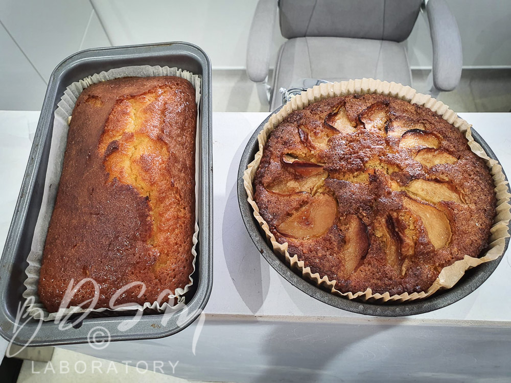 Two freshly baked cakes