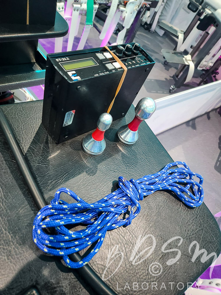 Rope, electrics, bondage equipment