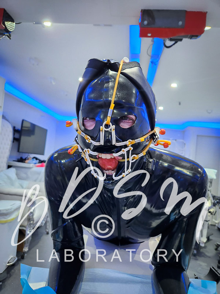 Slave with face-hugger bondage